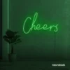 Cheers neon sign in deep green for weddings, parties, and event decor.