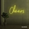 Cheers neon sign in lemon yellow for weddings, parties, and event decor.