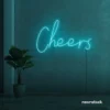 Cheers neon sign in mint green for weddings, parties, and event decor.