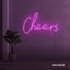 Cheers neon sign in pink for weddings, parties, and event decor.