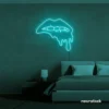 Drip lip neon sign in mint green for glam rooms, modern wall art, and beauty salon decor.