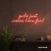 Girls Just Wanna Have Fun neon sign in peachy pink for teen rooms, dorm decor, and party walls.