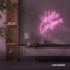 Hello Gorgeous neon sign (script font) in baby pink for salons, vanity walls, and glam rooms.