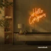 Hello Gorgeous neon sign (script font) in orange for salons, vanity walls, and glam rooms.
