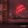 Hello Gorgeous neon sign (script font) in red for salons, vanity walls, and glam rooms.