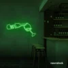 Wine bottle and glass neon sign in deep green â€“ perfect for wine bars, restaurants, or kitchen wall decor.