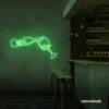 Wine bottle and glass neon sign in green â€“ perfect for wine bars, restaurants, or kitchen wall decor.