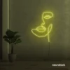 Abstract face neon sign in lemon yellow for beauty salons, nail studios, and spa wall decor.