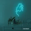 Abstract woman silhouette neon sign in mint green for salons, studios, and feminine wall decor.