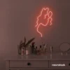 Abstract woman silhouette neon sign in peachy pink for salons, studios, and feminine wall decor.