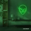 Alien neon sign in deep green for teen rooms and wall decor