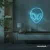 Alien neon sign in ice blue for teen rooms and wall decor