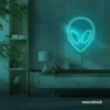 Alien neon sign in mint green for teen rooms and wall decor