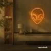 Alien neon sign in orange for teen rooms and wall decor