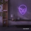 Alien neon sign in purple for teen rooms and wall decor