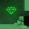 Diamond neon sign in deep green – luxurious LED decor for glam spaces.