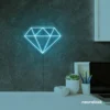 Diamond neon sign in ice blue – luxurious LED decor for glam spaces.