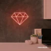 Diamond neon sign in peachy pink – luxurious LED decor for glam spaces.