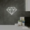 Diamond neon sign in white – luxurious LED decor for glam spaces.