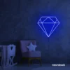 Diamond neon sign in dark blue – luxurious LED decor for glam spaces.