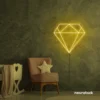 Diamond neon sign in golden yellow – luxurious LED decor for glam spaces.