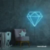 Diamond neon sign in ice blue – luxurious LED decor for glam spaces.