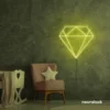 Diamond neon sign in lemon yellow – luxurious LED decor for glam spaces.