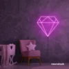 Diamond neon sign in pink – luxurious LED decor for glam spaces.