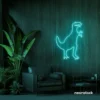 T-Rex dinosaur neon sign in mint green for kids' bedrooms, dino-themed decor, and playroom walls.