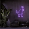 T-Rex dinosaur neon sign in purple for kids' bedrooms, dino-themed decor, and playroom walls.