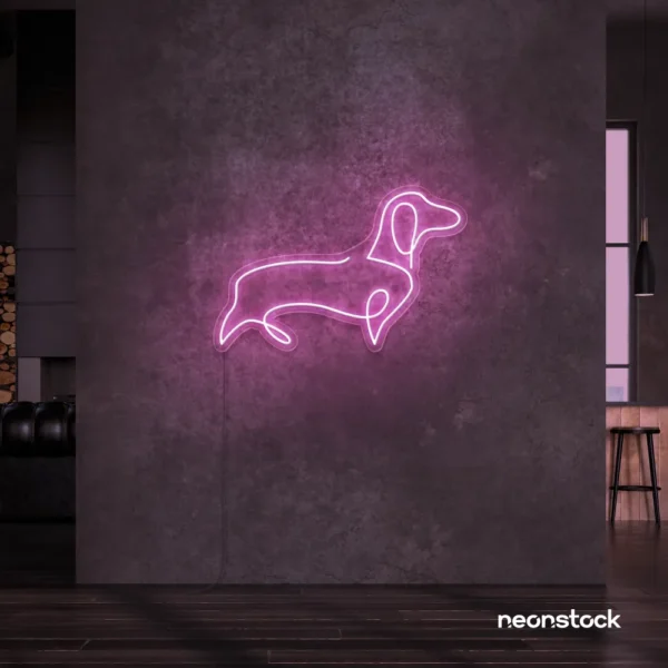 Dog neon sign in baby pink – perfect LED wall decor for pet lovers and dog owners.