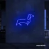 Dog neon sign in dark blue – perfect LED wall decor for pet lovers and dog owners.