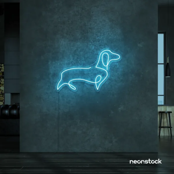 Dog neon sign in ice blue – perfect LED wall decor for pet lovers and dog owners.