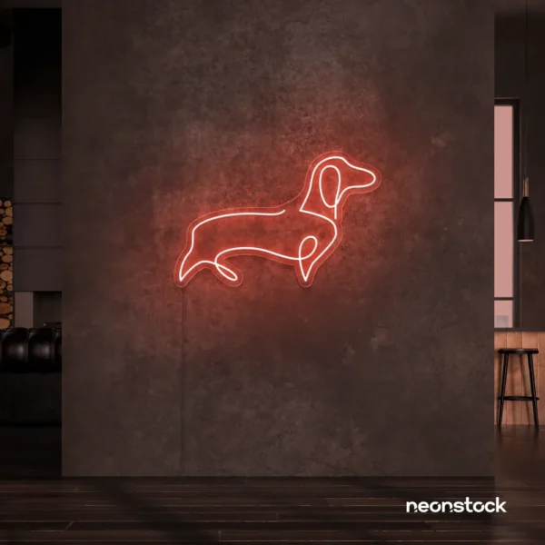 Dog neon sign in peachy pink – perfect LED wall decor for pet lovers and dog owners.