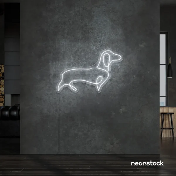 Dog neon sign in white – perfect LED wall decor for pet lovers and dog owners.