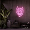 Dragon face neon sign in baby pink – fierce LED wall light for fantasy and gaming decor.