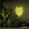 Dragon face neon sign in lemon yellow – fierce LED wall light for fantasy and gaming decor.