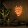 Dragon face neon sign in orange – fierce LED wall light for fantasy and gaming decor.