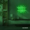 Eyes neon sign in deep green for dorm rooms, glam decor, and modern wall art.