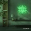 Eyes neon sign in green for dorm rooms, glam decor, and modern wall art.