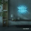 Eyes neon sign in ice blue for dorm rooms, glam decor, and modern wall art.