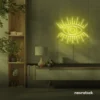 Eyes neon sign in lemon yellow for dorm rooms, glam decor, and modern wall art.