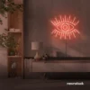 Eyes neon sign in peachy pink for dorm rooms, glam decor, and modern wall art.