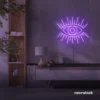 Eyes neon sign in purple for dorm rooms, glam decor, and modern wall art.