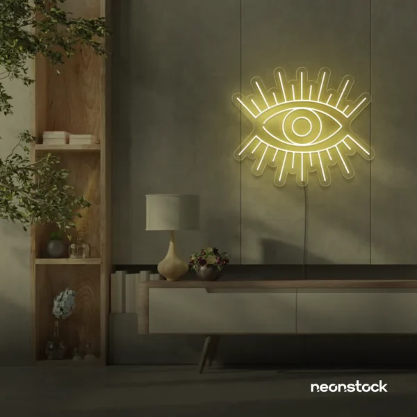 Eyes neon sign in warm white for dorm rooms, glam decor, and modern wall art.