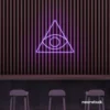 Eye of Providence neon sign in purple – symbolic LED wall decor for spiritual and modern spaces.
