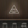 Eye of Providence neon sign in white – symbolic LED wall decor for spiritual and modern spaces.
