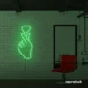 Finger heart neon sign in green for bedroom and dorm room decor