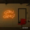 Girl Gang neon sign in orange for dorm rooms, glam spaces, and bestie walls.