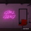 Girl Gang neon sign in pink for dorm rooms, glam spaces, and bestie walls.